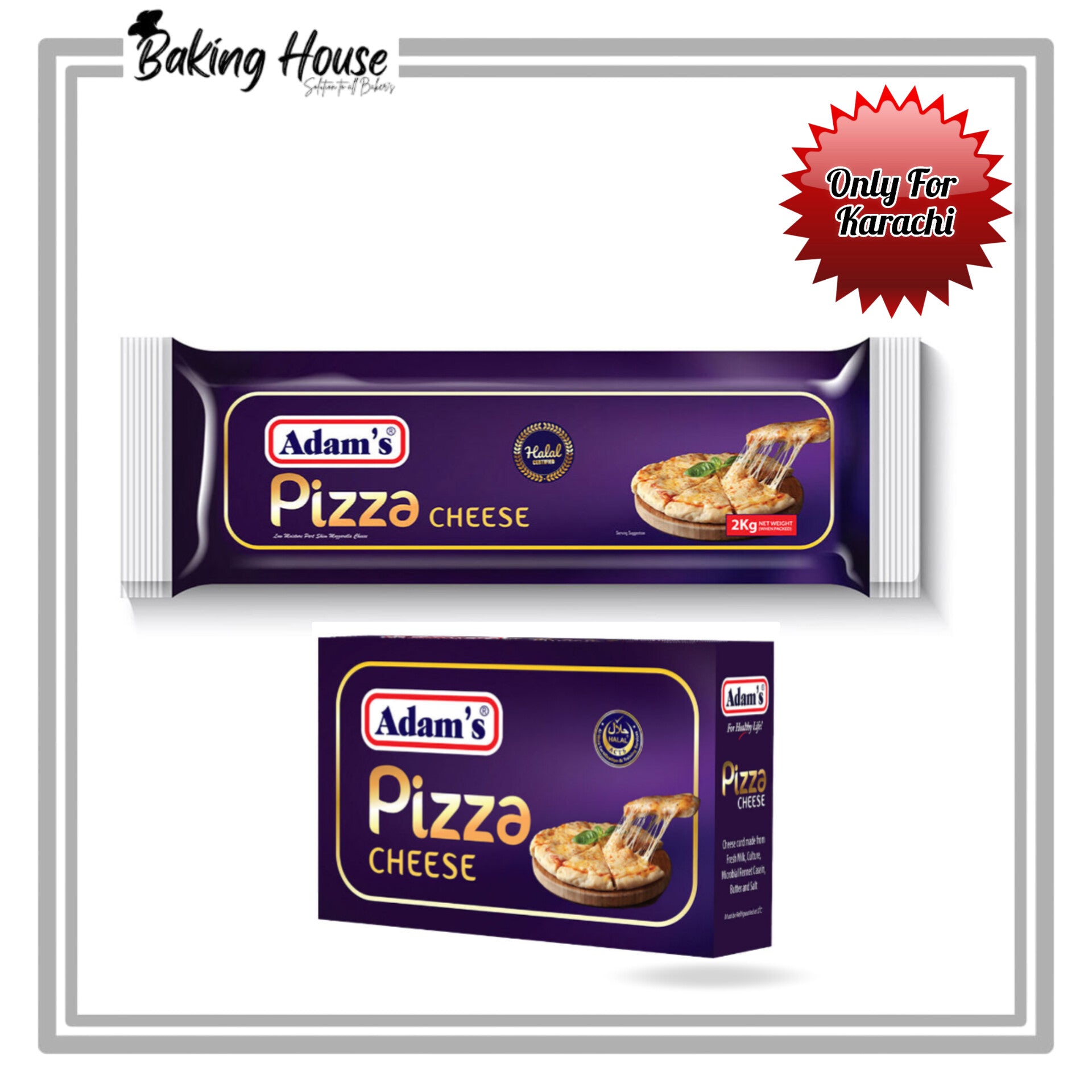 InShot_20250506_085605361_5a067317-c857-4089-8a26-0967994edba1-1.jpg Adam's Pizza Cheese 500g 30/70 (Only For Karachi) - Image 1