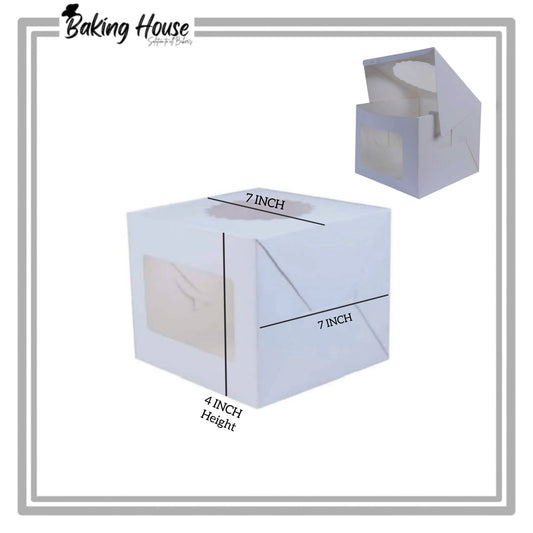InShot_20250512_220649406_68c951ea-9e54-4e63-b90b-51e1478cf42d-1.jpg 7x7x4 White Window Cake Box - Image 1