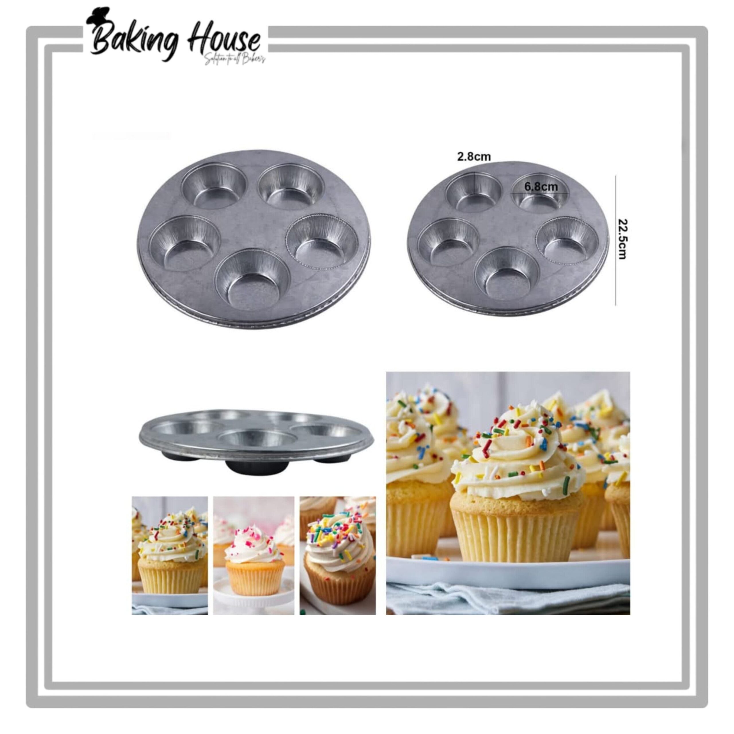 InShot_20250514_015248955-1.jpg 5 Cavity Round Stainless Steel Cupcake Silver Tray - Image 1