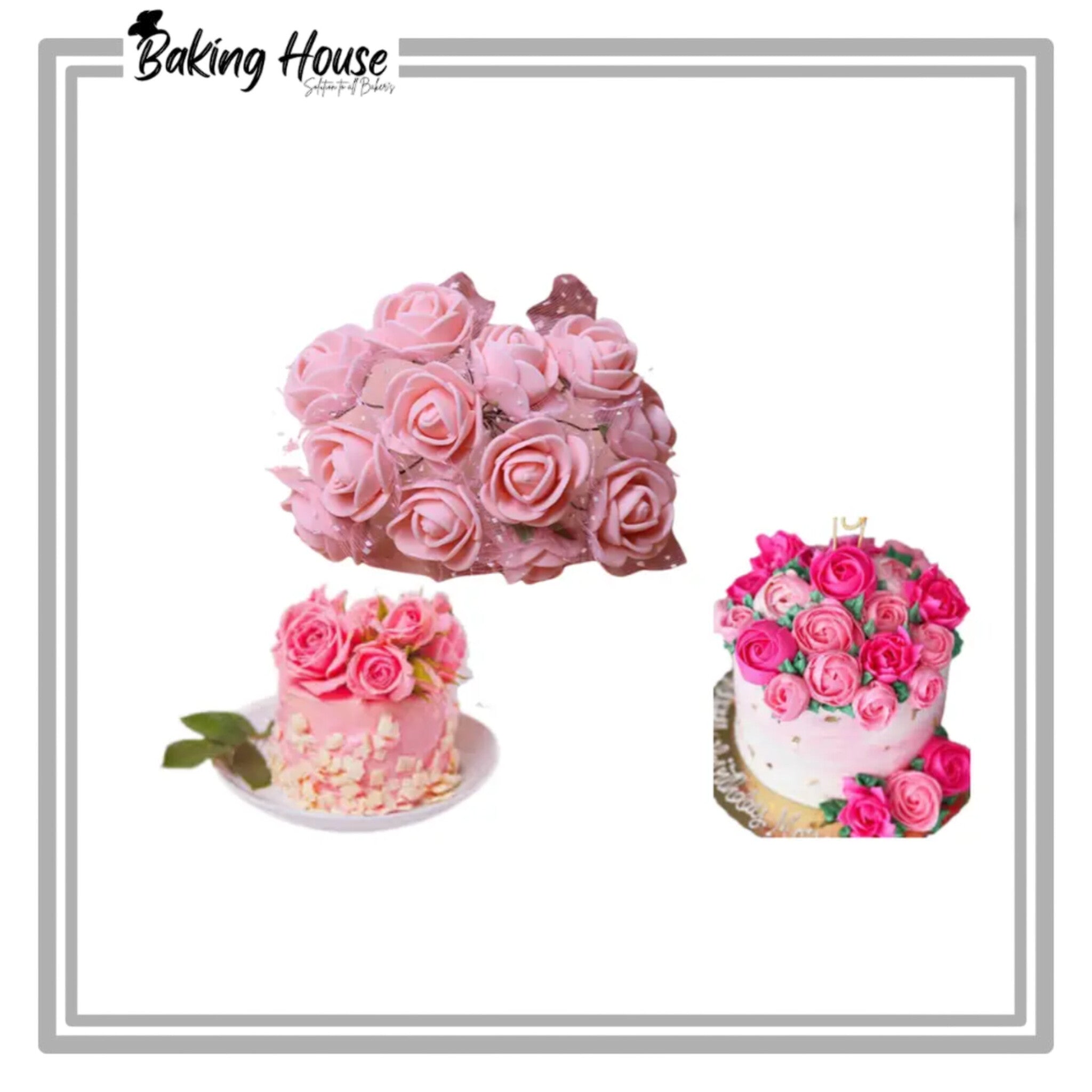 InShot_20250627_122349516-1.jpg 12 Mini Light Pink Fomice Flower For Cake Decorationg - Image 1