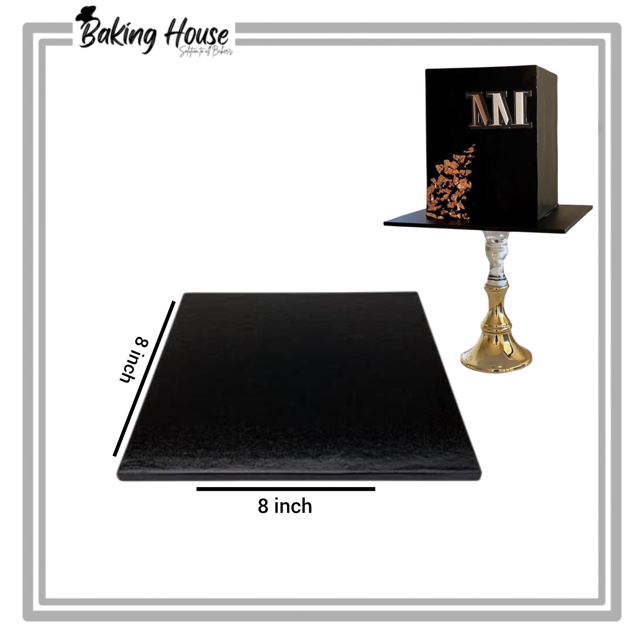 InShot_20250912_064624923-1.jpg 8 Inch Black Square Cake Base - Image 1