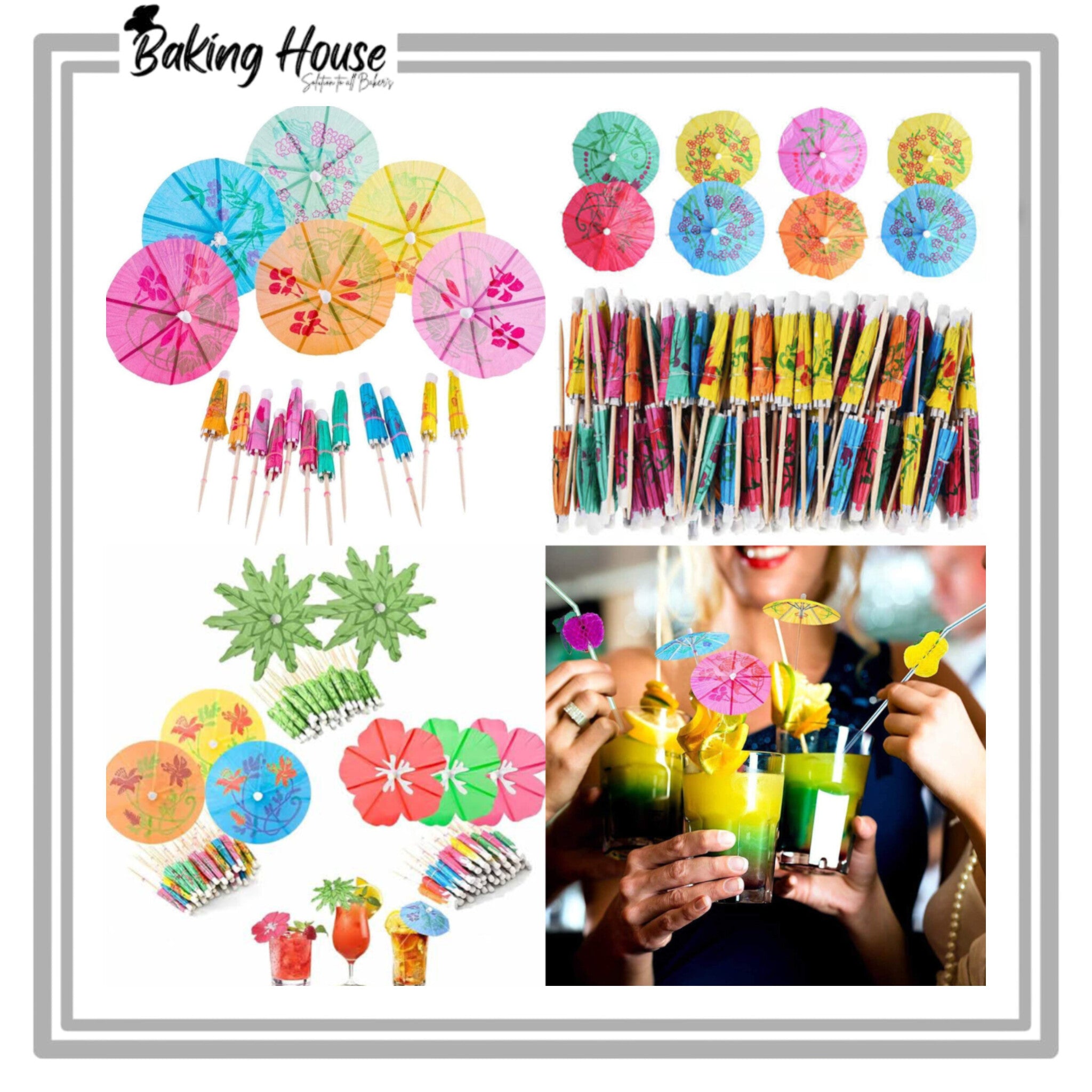 InShot_20251027_133517258-1.jpg 10PCS Drink Umbrellas for Drinks, Paper Mini Umbrella for Drinks Hawaiian Cupcake Topper - Image 1
