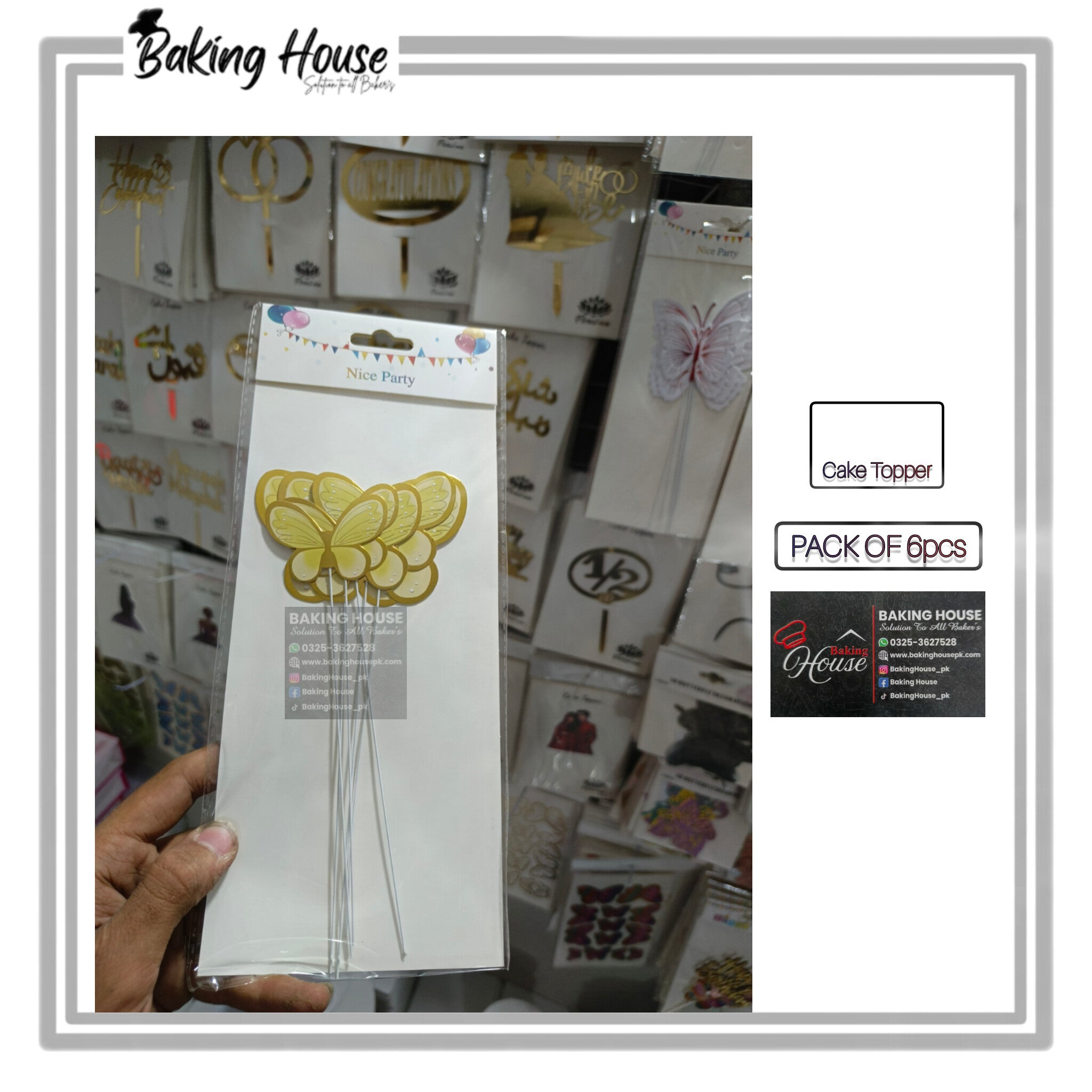 InShot_20251114_020654190-1.jpg 6pcs Yellow Stick Butterfly For Cake Decorating - Image 1