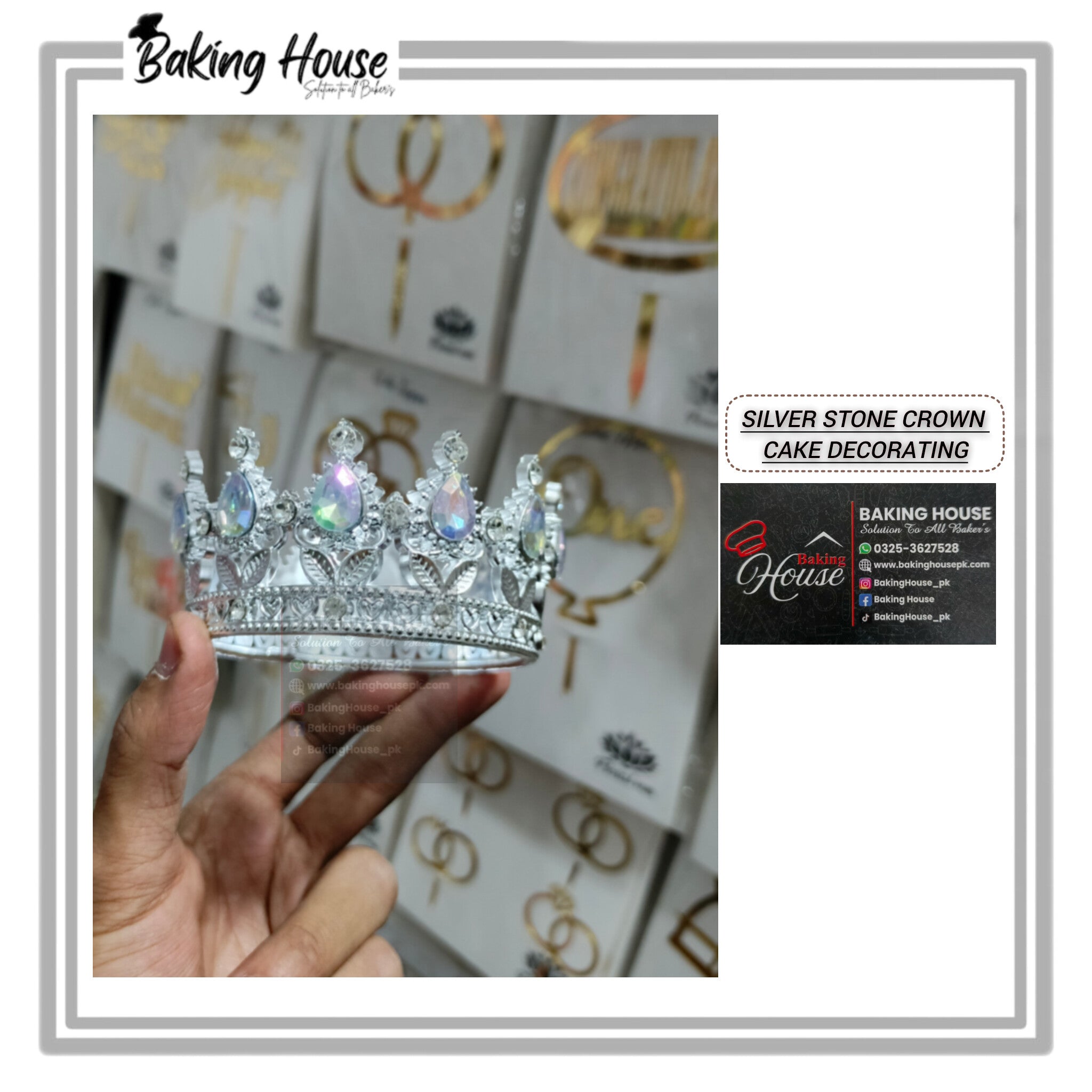 InShot_20251210_030546091-1.jpg Silver Stone Plastic Crown For Cak Decorating - Image 1