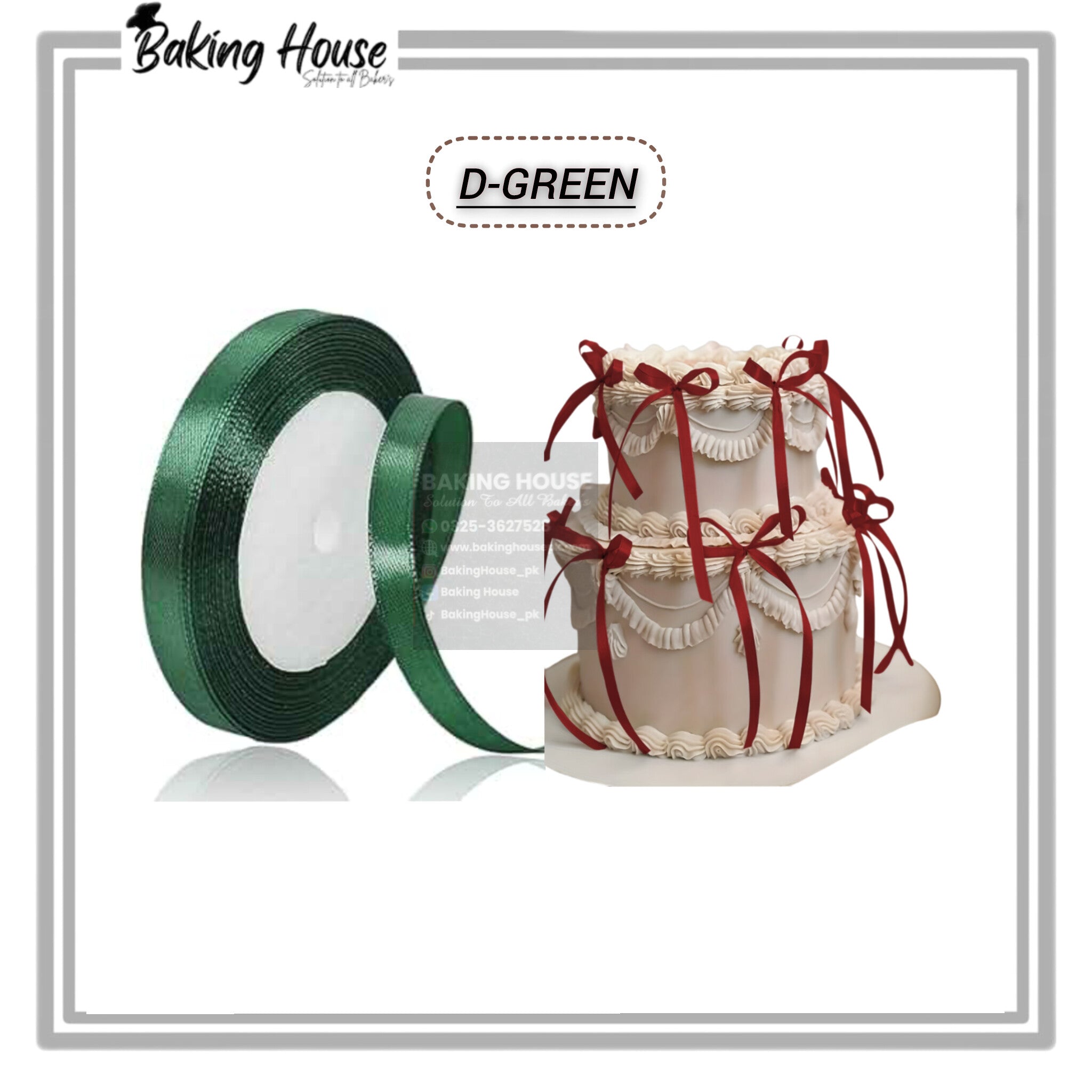 InShot_20251217_011930379-1.jpg 1/2 Inch D-Green Ribbon For Cake Decorating - Image 1