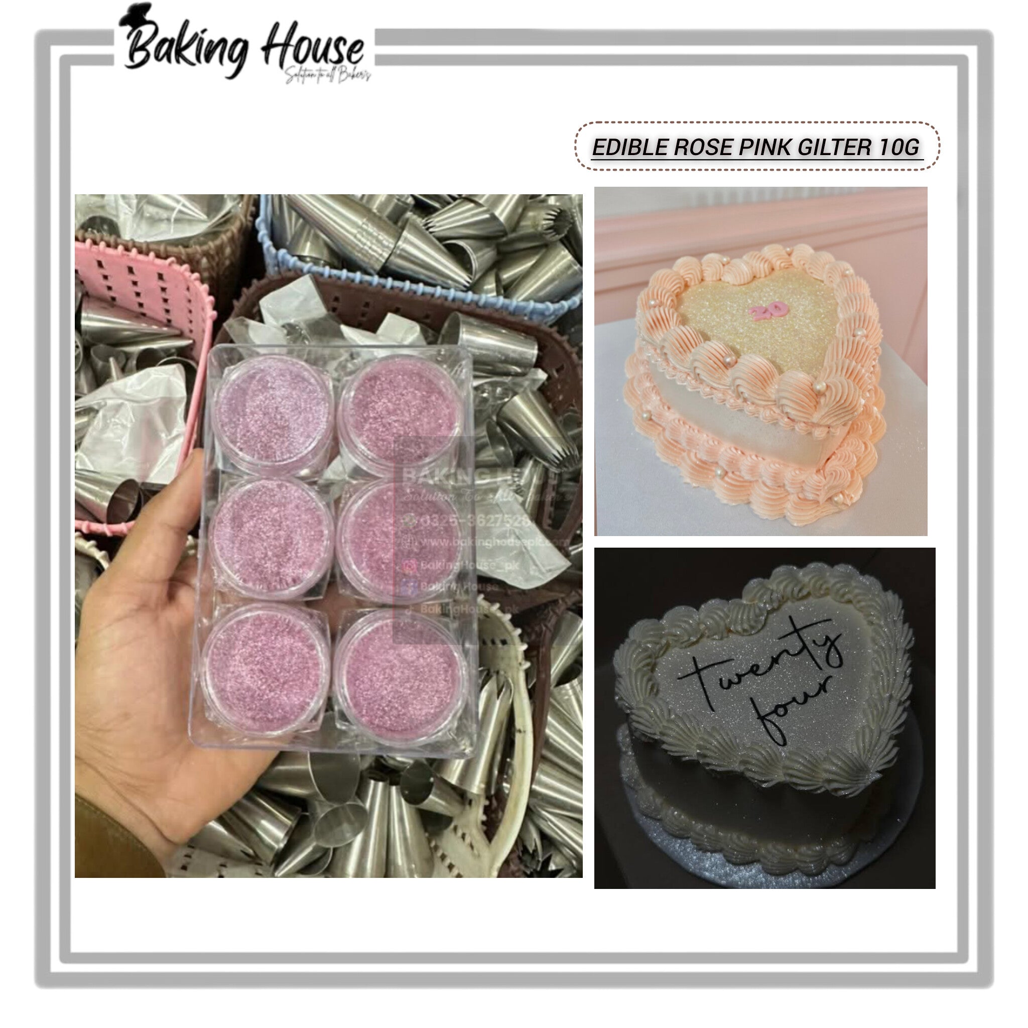 InShot_20251221_235719841-1.jpg Rose-Pink Gilter Shimmer 10g For Cake Decorating - Image 1