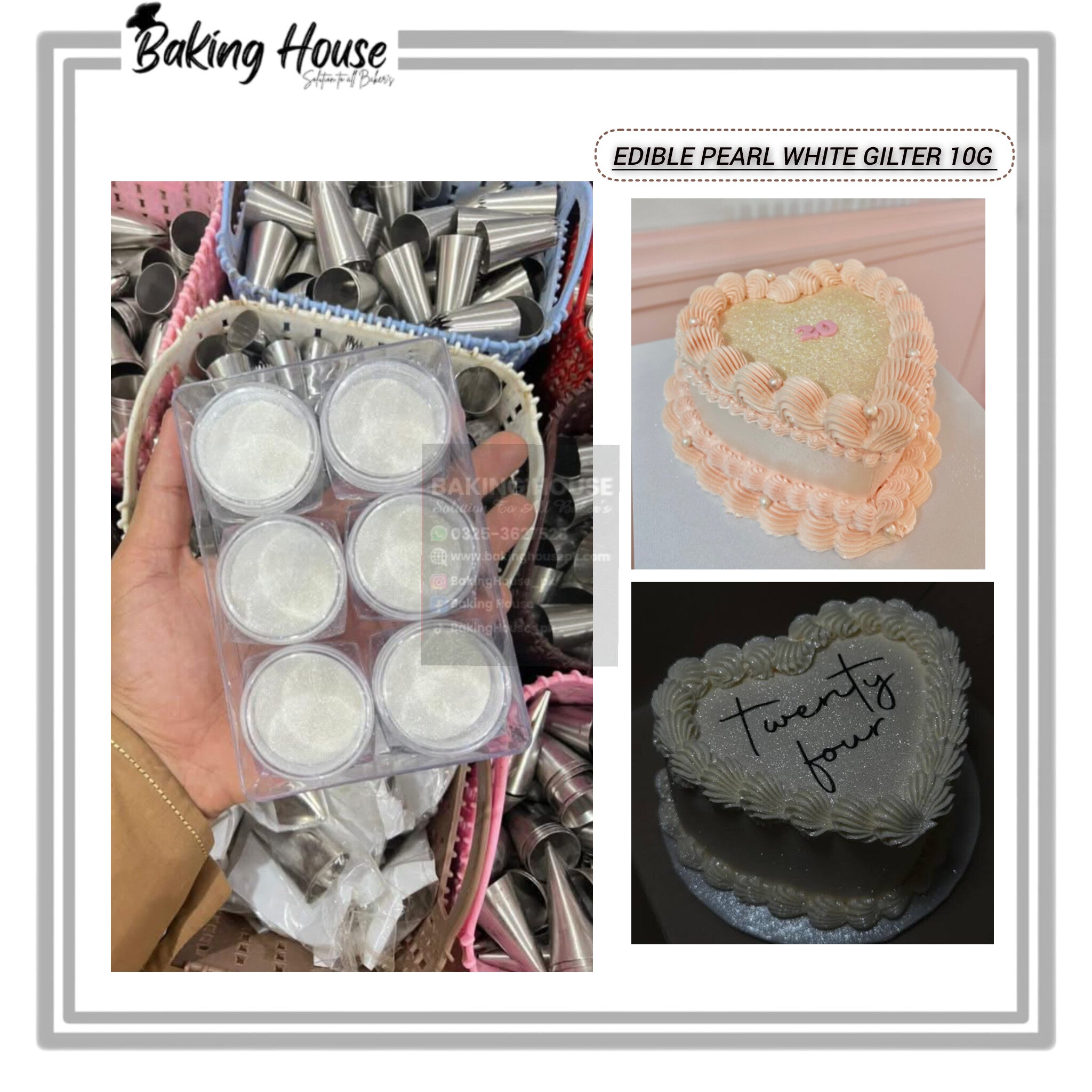 InShot_20251221_235807990-1.jpg Pearl-White Gilter Shimmer 10g For Cake Decorating - Image 1