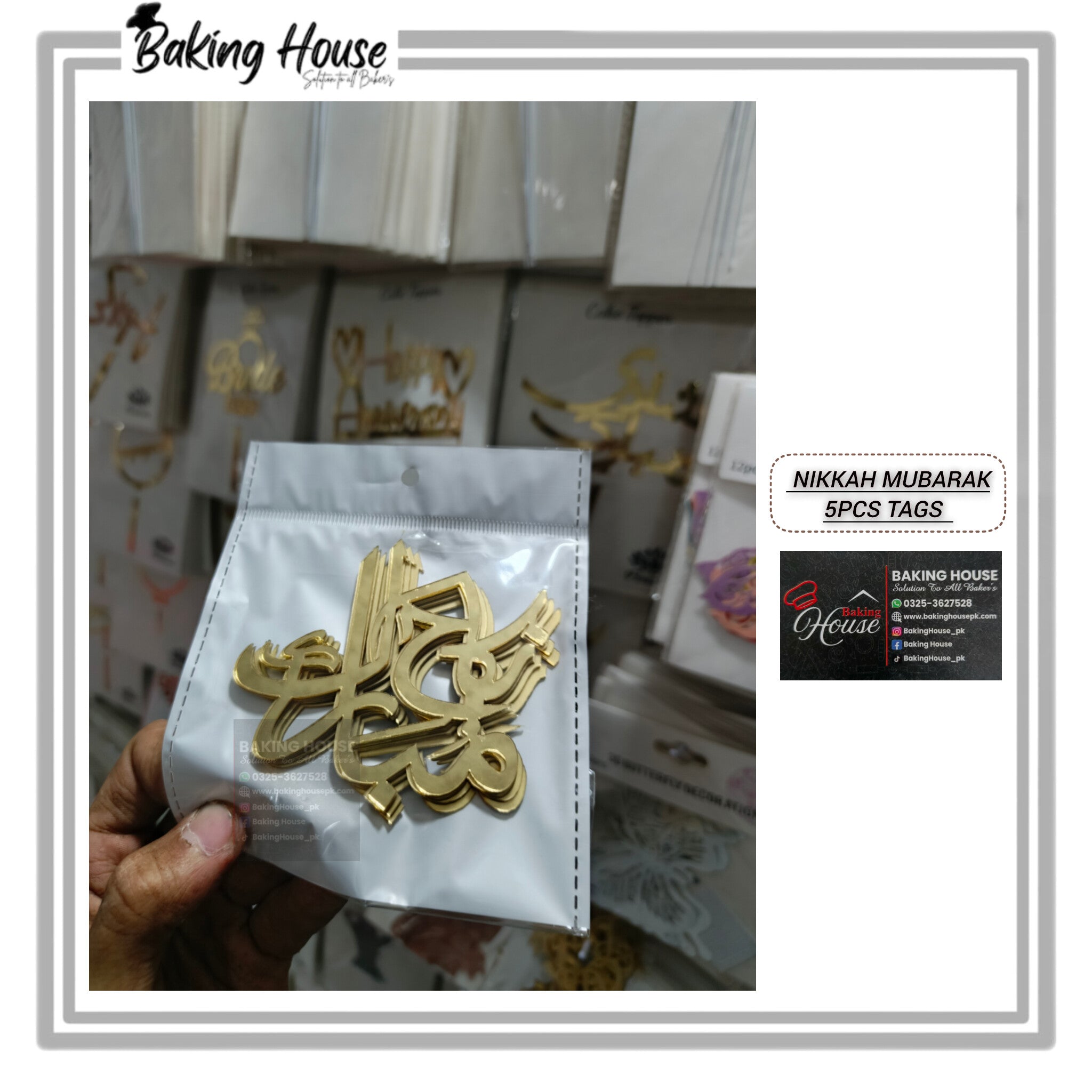 InShot_20260101_175739913-1.jpg Nikkah Mubarak Urdu Acrylic Tag For Cake Decorating - Image 1