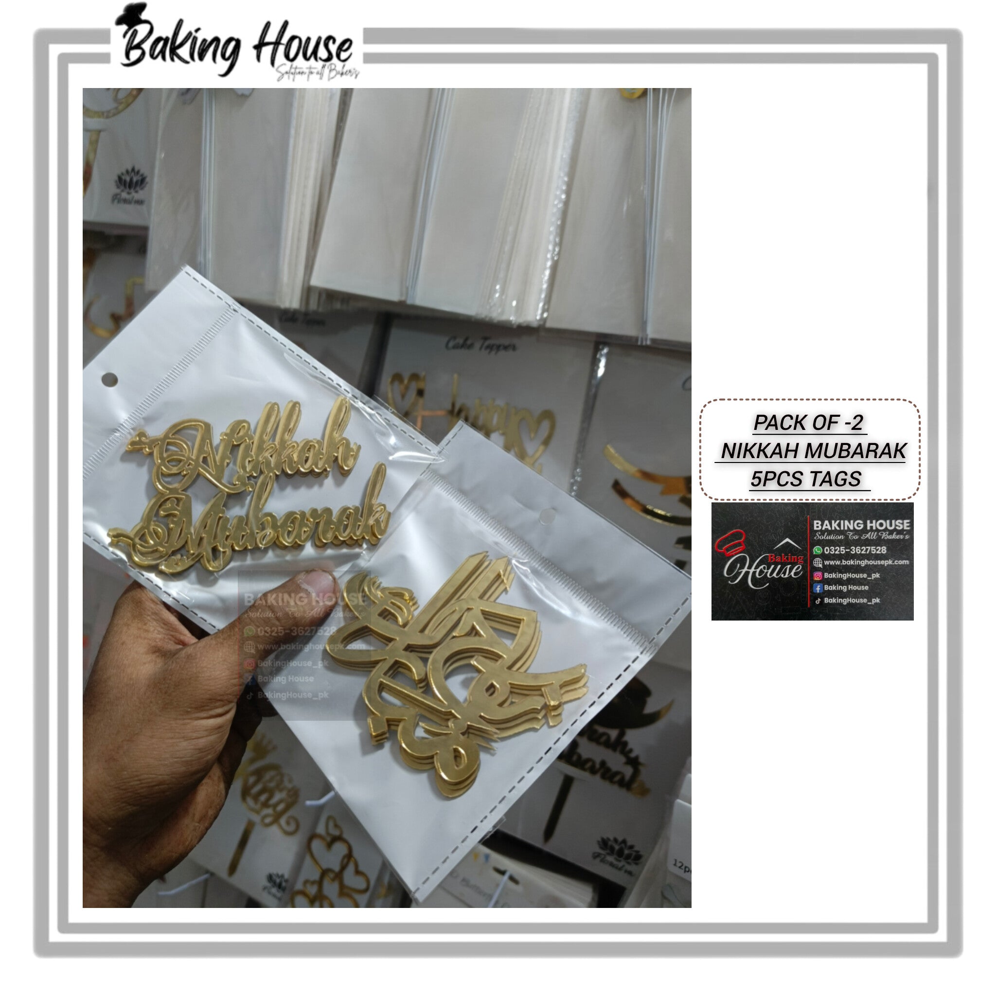 InShot_20260101_175844001-1.jpg Pack - 2 Nikkah Mubarak English Urdu Acrylic Tag For Cake Decorating - Image 1
