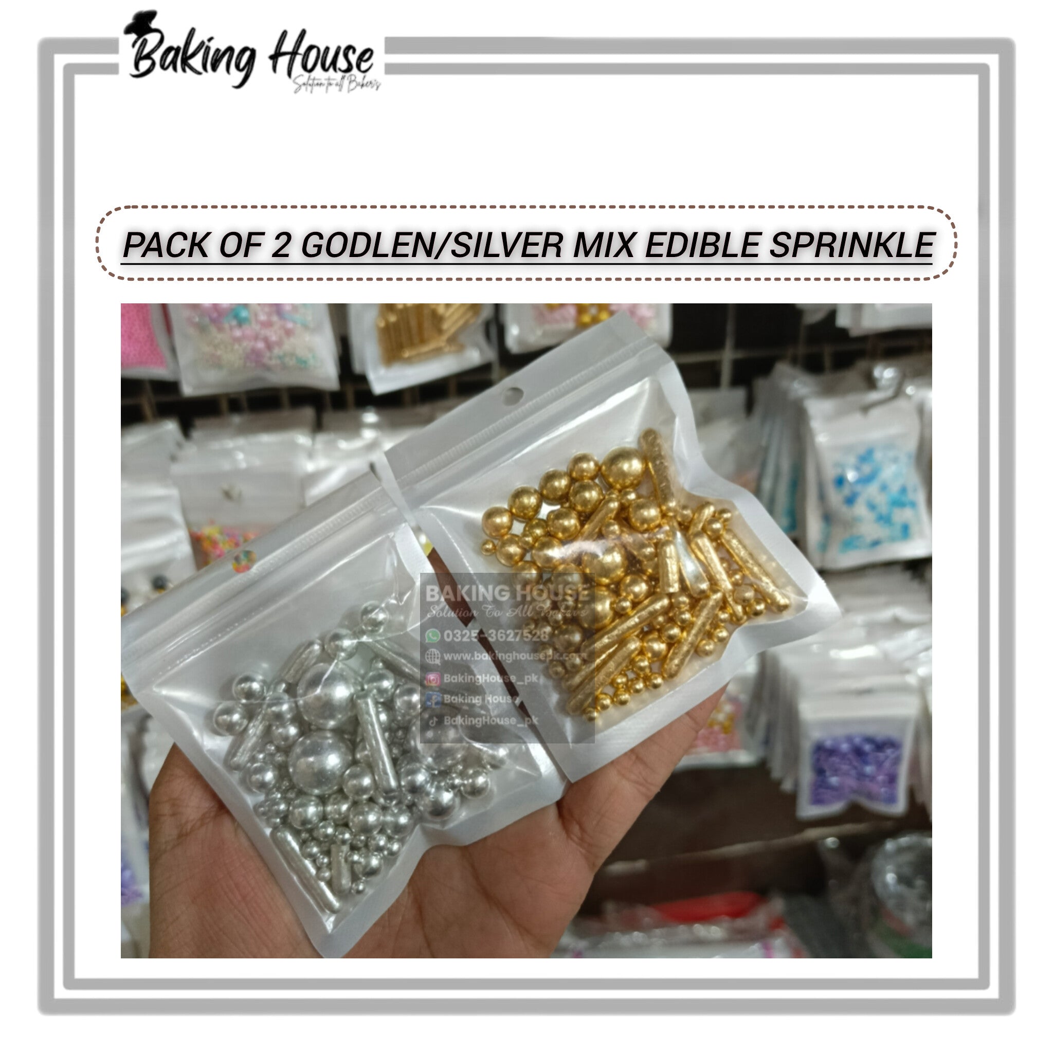 InShot_20260105_085016223-1.jpg Pack - 2 Edible Golden - Silver Mix Sprinkle For Cake Decorating - Image 1