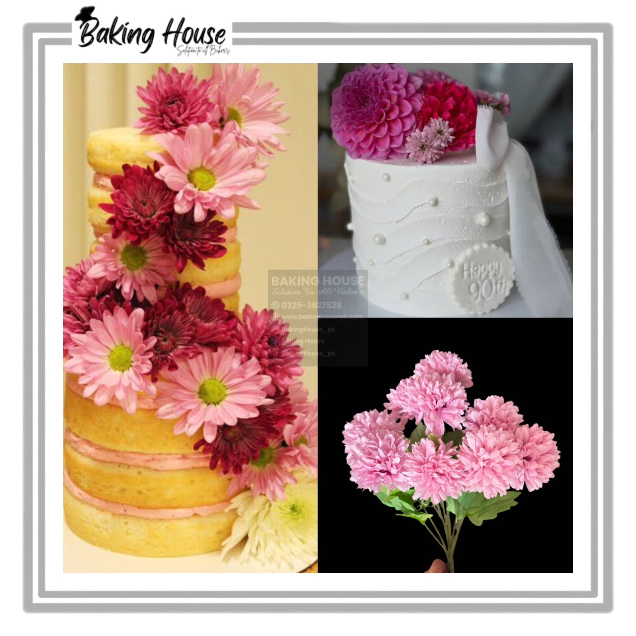 InShot_20260126_035103984-1.jpg 12pcs Daisy Pink Artificial flowers For Cake Decorating - Image 1