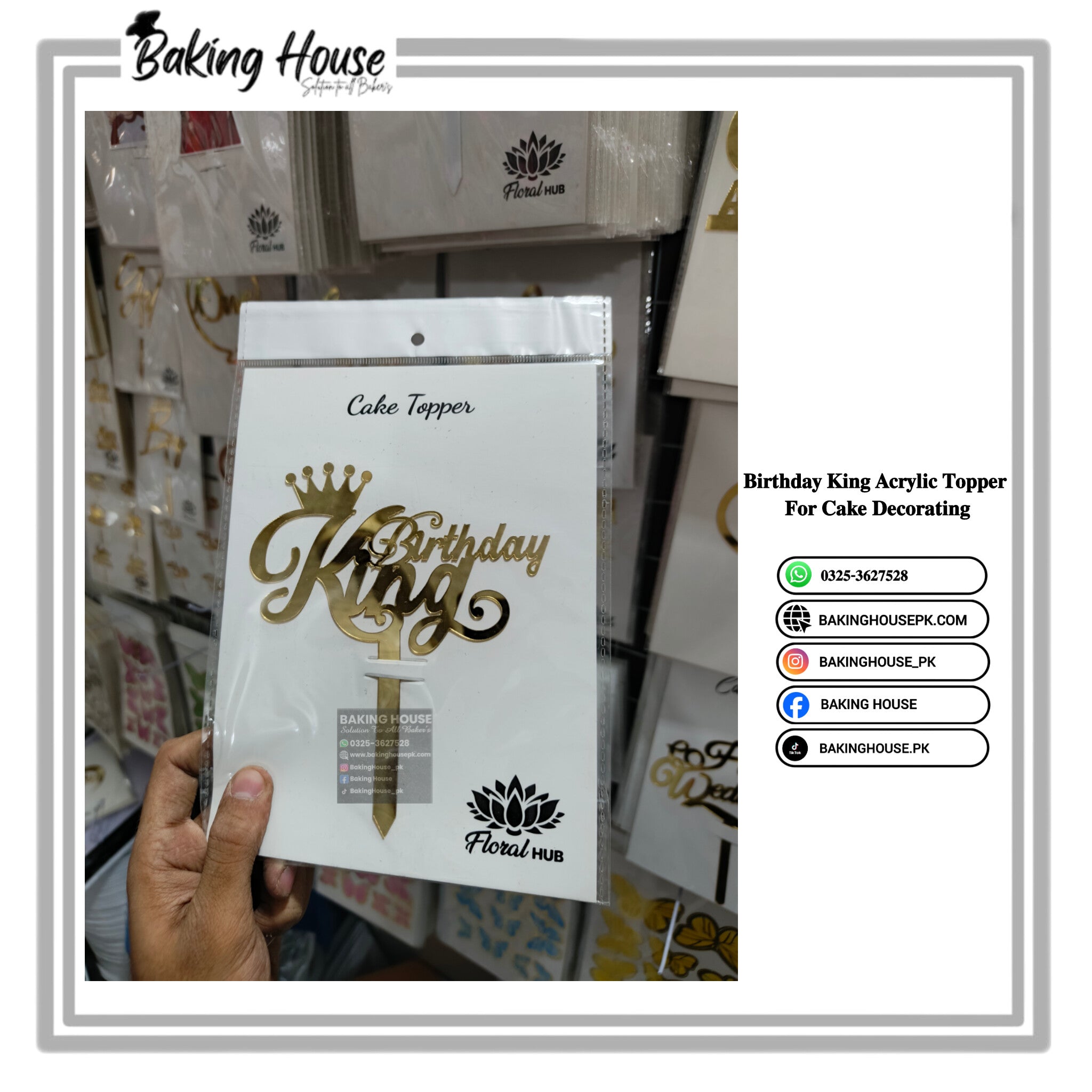 InShot_20260318_224218176-1.jpg Birthday King Acrylic Golden Topper For Cake Decorating - Image 1