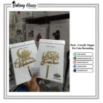 Pack - 2 Umrah Mubarak Acrylic Golden Topper For Cake Decorating